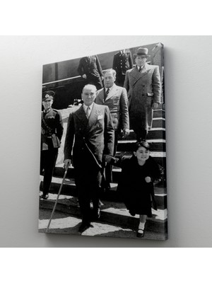 Dünyatablo Atatürk Portre Tablosu Mustafa Kemal Atatürk Dikdörtgen Dekoratif Kanvas Tablo