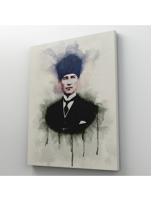 Dünyatablo Atatürk Portre Tablosu Mustafa Kemal Atatürk Dikdörtgen Dekoratif Kanvas Tablo