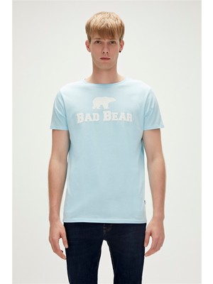 Bad Bear Bear Tee T-Shirt Gök Mavi Logo Baskılı Erkek Tişört