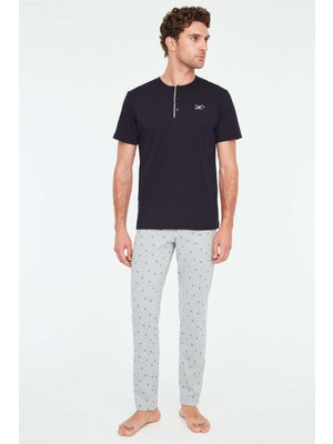 Mod Collection - Erkek Lacivert Patlı Pijama Takımı