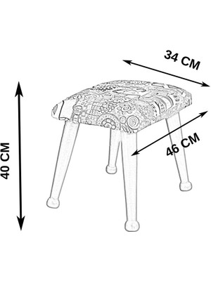 Asedia Trend Ceviz Çiçekli Puf Ayak Ucu Pufu Makyaj Koltuğu Puf Bench Ayak Dayama Ahşap Ayak Puf