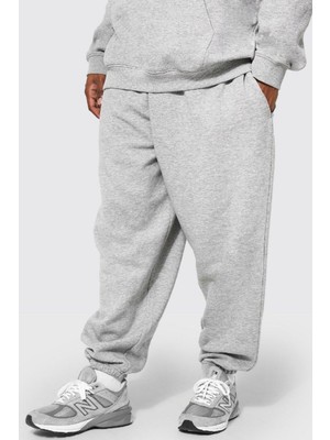 BSBSPOR Kalın Kumaşlı Şardonlu Bol Eşofman Altı Jogger Erkek Kadın Gri Renkli Rahat Kullanım