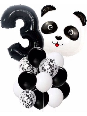 Best Parti Panda Temalı Siyah Renk Duğum Günü Parti Seti Yaş 3