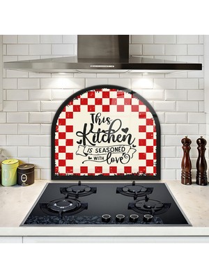 Decorita Cam Ocak Arkası Koruyucu | Oval Şekilli | Kitchen Love | 52cm X 60cm