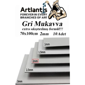 Mukavva Gri 2 mm 70X100 cm 10 Adet Sert Karton Ekstra Sıkıştırılmış 70*100 Mukavva Gri Renkli 10 Adet