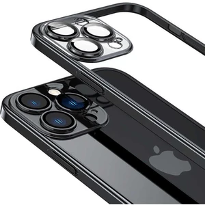 Iphone 14 Darbe Emici Şeffaf Kenarları Renkli Sert Lazer Lensli Kılıf