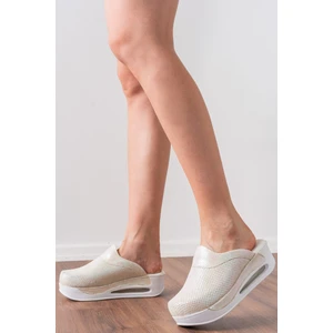Blum Sabo Terlik Krem Işıltılı Kadın Airmax Tam Ortopedik Anatomik Hastene - Doktor - Hemşire - Aşçı Sabo Terlik