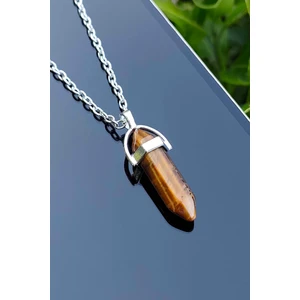Trend Collection Kahverengi Kaplan Gözü Doğal Taş Kristal Kadın Kolye