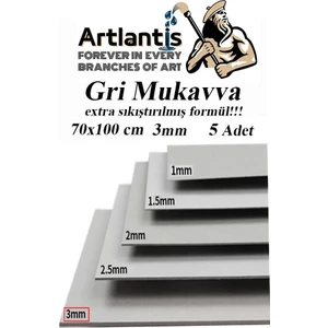 Mukavva Gri 3 mm 70X100 cm 5 Adet Sert Karton Ekstra Sıkıştırılmış 70*100 Mukavva Gri Renkli 5 Adet