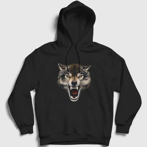Unisex Siyah Rage Wolf Kurt Kapüşonlu Sweatshirt