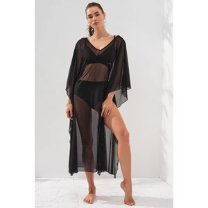 Pierre Cardin V Yaka Elbise Pareo Siyah 231803