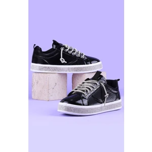 Kadın Siyah Taşlı Ortopedik Sneaker