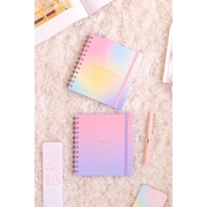 Matt Notebook 15X15 cm Kare 2'li Set Spiralli Süresiz Planlayıcı Ajanda ve Defter Gökkuşağı
