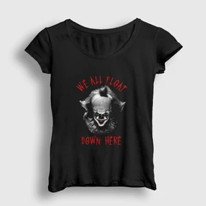 Kadın Siyah Float Pennywise Stephen King It T-Shirt