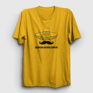 Unisex Sarı Senior Developer Yazılımcı T-Shirt