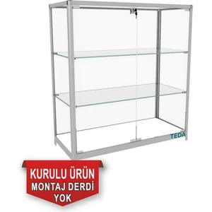 Camlı Vitrin - Cam Dolap - Camlı Koleksiyon Vitrini - Teşhir Vitrini - Kupa Dolabı  95X90X40