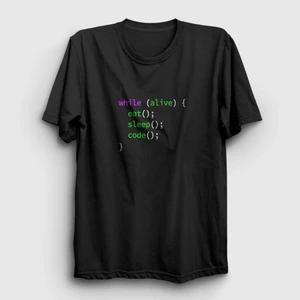 Unisex Siyah Eat Sleep Code Repeat Developer Yazılımcı T-Shirt