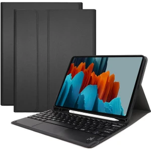 Samsung Galaxy Tab S7 T870 / S8 X700 Bluetooth Klavye + Touchpad Kalem Koymalı Standlı Kılıf-Bkk3