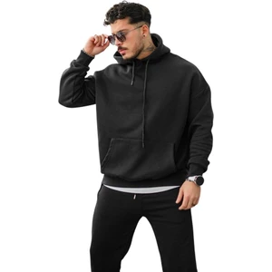 Double Ba2 Erkek Oversize Kanguru Cepli Sweatshirt