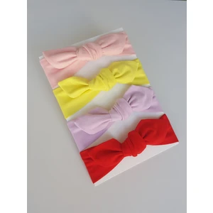 Swan Butik Kız Çocuk Bebek Bandana Toka Seti 4'lü Pudra Pembe,Kırmızı, Lila, Sarı