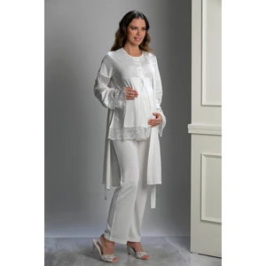 3022 Özel Tasarım Lohusa Pijama Takımı 3'lü Set