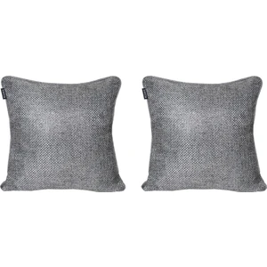 2'lı Hasır Dokulu Fitilli Çift Taraflı Kırlent Kılıfı Koyu Gri