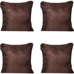 4'lü  Hasır Dokulu Fitilli Çift Taraflı Kırlent Kılıfı Kahverengi