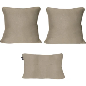 3'lü İsle Keten Görünümlü Fitilli Kırlent Kılıfı Krem