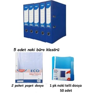 Eco Ofis Seti Geniş Mavi Klasör 5'li + Telli Dosya 50'li + Poşet Dosya 200'lü