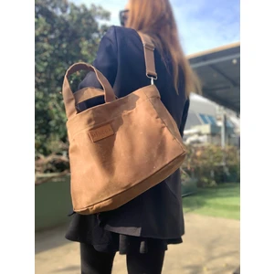Camel Moon Bag - Mumlu Kanvas Kadın Çanta