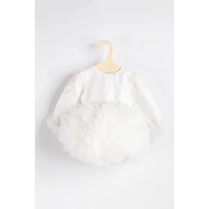 Le Mabelle Ekru  Uzun Kollu Tütülü Kız Bebek Prenses Elbise - Asel