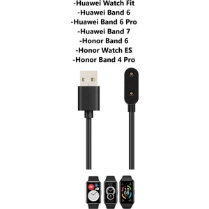 Huawei Watch Fit - Huawei Band 6/6 Pro -Honor Band 6/ 4 Pro/ 4x/ Es Şarj Kablosu Siyah