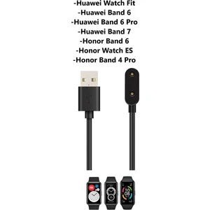 Huawei Band 6/6 Pro Uyumlu Yüksek Kalite Şarj Kablosu (Siyah)