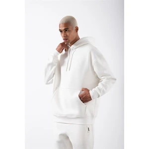 Oversize Cepli Kapüşonlu Sweatshirt Ekru