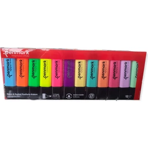 12 Renk Pastel & Neon Fosforlu Kalem Seti 12'li Paket