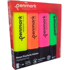 4 Renk Neon Fosforlu Kalem Seti 4'lü Paket