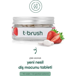 Çilekli Çocuk Doğal Diş Macunu Tableti - Florürlü - Glutensiz - Vegan - 90 Tablet