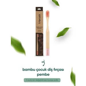 Vegan Bambu Çocuk Diş Fırçası - Yumuşak - Pembe -Plastik  içermez