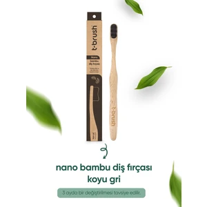 Nano Vegan Bambu Diş Fırçası - Ultra Soft (Hassas Dişler için) - Koyu Gri - Plastiksiz