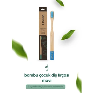 Vegan Bambu Çocuk Diş Fırçası - Yumuşak - Mavi -Plastik  içermez