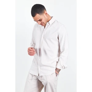 Bej Erkek Çizgili Gofre Gömlek | ME23S112237