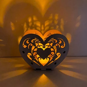 Ahşap Mdf Sevgililer Günü Pilli Mumluk (Tea Light) Kutusu