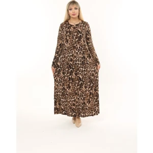 Büyük Beden Viskon Penye Tesettüre Uyun Uzunkol Elbise