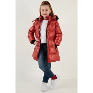 Peluş Astarlı Yakası Suni Kürklü Çıkarılabilir Kapüşonlu Kışlık Mont Kız Çocuk Mont 5761908