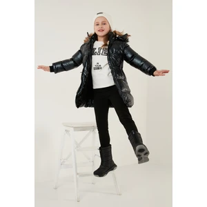 Peluş Astarlı Yakası Suni Kürklü Çıkarılabilir Kapüşonlu Kışlık Mont Kız Çocuk Mont 5761908