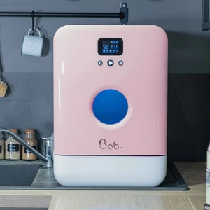 Tezgah üstü Su Bağlantısı Gerektirmeyen Mini Bulaşık Makinesi, Beyaz - Pastel Pembe