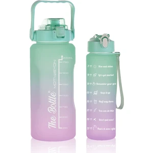 The Bottle Motivasyonel 2li Pipetli Stickerli Su Matarası Su Şişesi Suluk 2LT+900ML Yavrulu Tritan Su Şişesi Suluk Motivasyonset-2