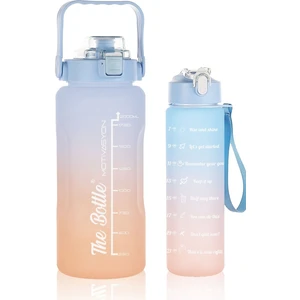 The Bottle Motivasyonel 2li Pipetli Stickerli Su Matarası Su Şişesi Suluk 2LT+900ML Yavrulu Tritan Su Şişesi Suluk Motivasyonset-2