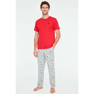 U.S. Polo Assn.   Erkek Kırmızı Patlı Pijama Takımı