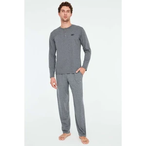 Mod Collection - Erkek Antrasit Melanj Patlı Pijama Takımı
